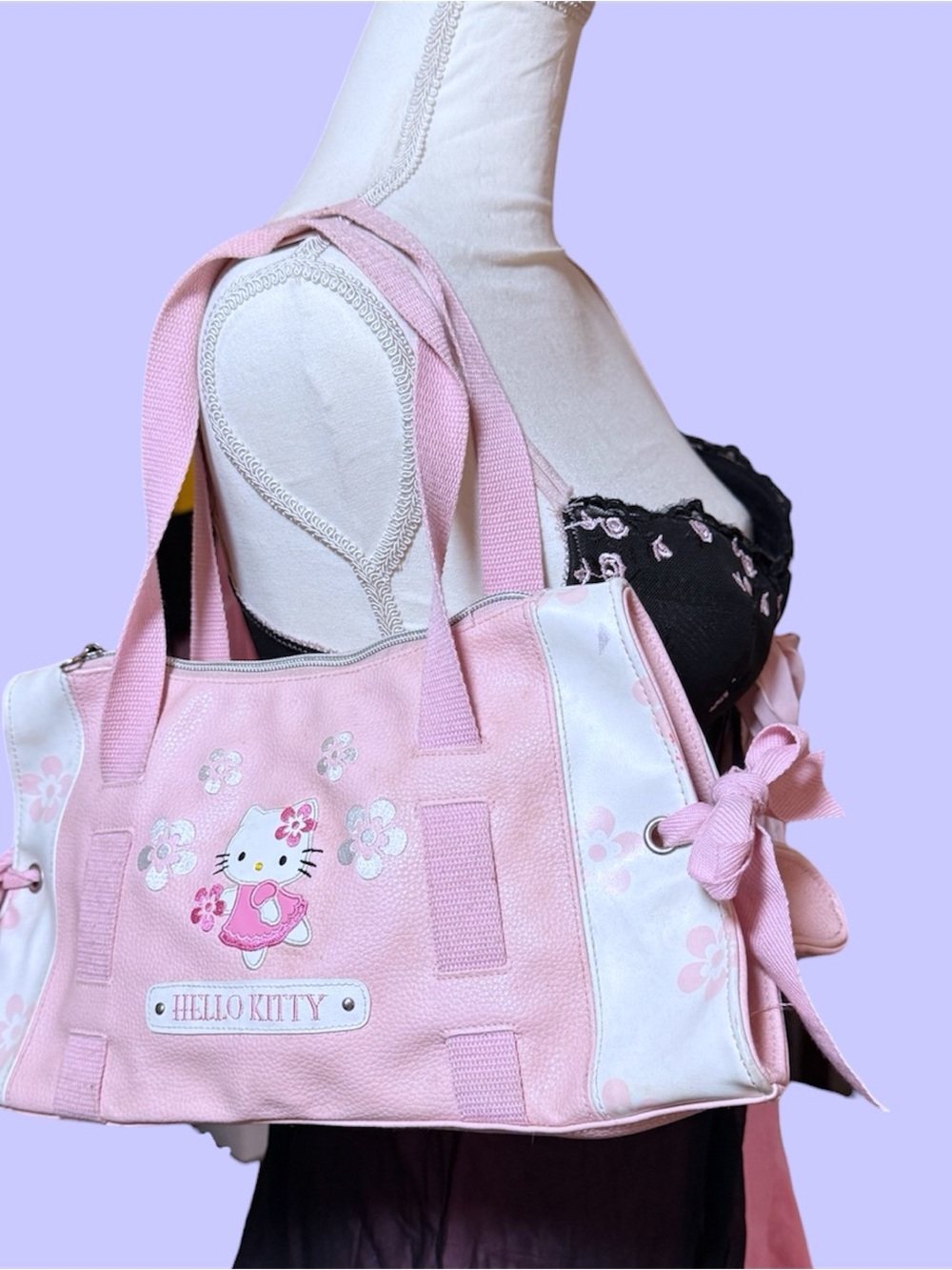HELLO KITTY BOW BAG PINK FLOWERS VINTAGE 🌸💕